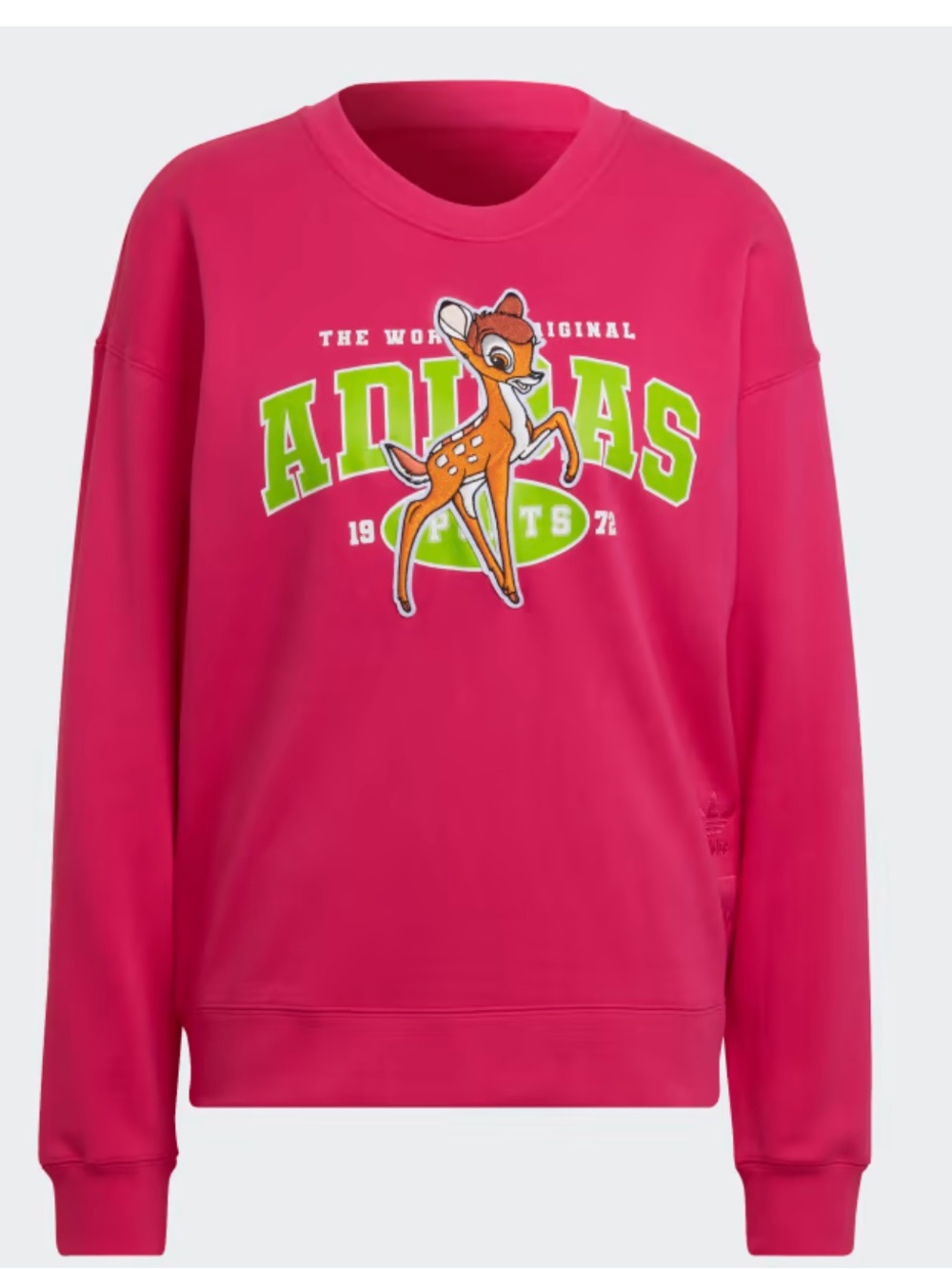 DISNEY X ADIDAS Bambi Graphic Pink Pullover Crewneck Sweater Size Medium